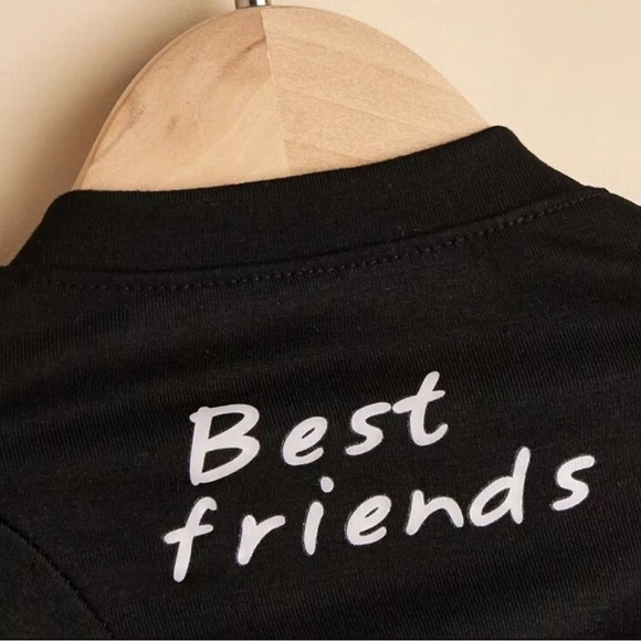 Small Dog Or Cat Pet Tee T-Shirt Best Friends Black Clothing - Picture 5 of 6